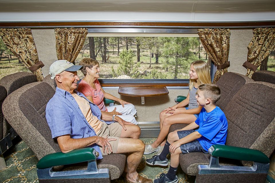 From Williams: Grand Canyon Railway Round-Trip Train Ticket - The Onboard Bar and Snacks: What You Get for Each Seat Class