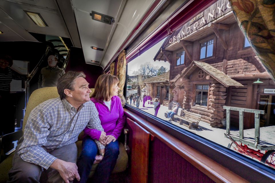 From Williams: Grand Canyon Railway Round-Trip Train Ticket - Inside the Retro Cars: Minstrels, Hosts, and Western Characters