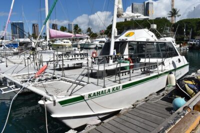 Oahu Catamaran Waikiki Sunset on 40 Foot Catamaran: Food and BYOB - Waikiki lights at night: the part to watch up close