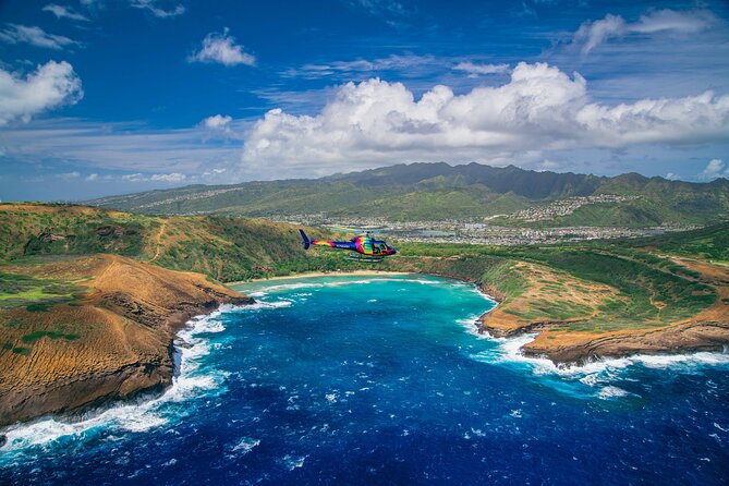 Royal Crown of Oahu - 60 Min Helicopter Tour - Doors Off or On - North Shore surf icons: Banzai Pipeline and Waimea Bay from above