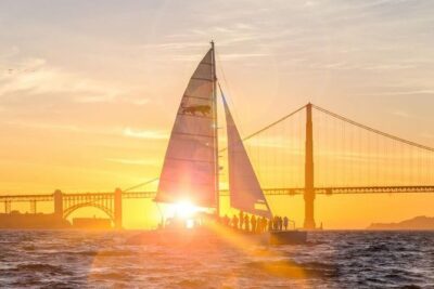 San Francisco Bay Sunset Catamaran Cruise - Past Alcatraz and toward Sausalito: the bay views you only get from water