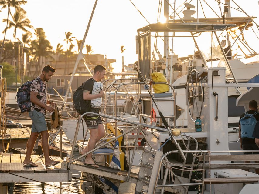 South Maui: Snorkel to Coral Gardens or Molokini Crater - The catamaran ride: views, safety briefing, and 45-minute whale watching