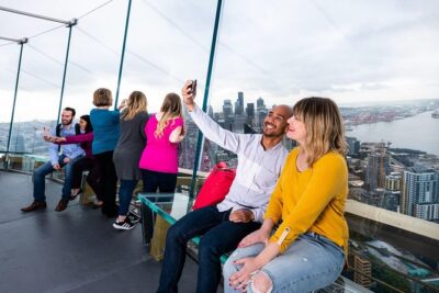 Space Needle and Chihuly Garden and Glass Combination Ticket - Stop 1: Space Needle—Elevator Up and the Revolving Glass Floor