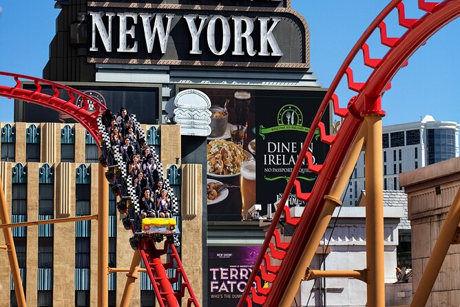 The Big Apple Coaster at New York New York Hotel and Casino - Ticket visit flow: lines, lockers, photos, and phone management