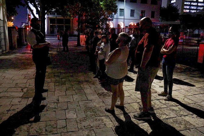The Haunted Ghost Bus Tour in San Antonio - Passing San Pedro Creek Culture Park and the Old Red Light District